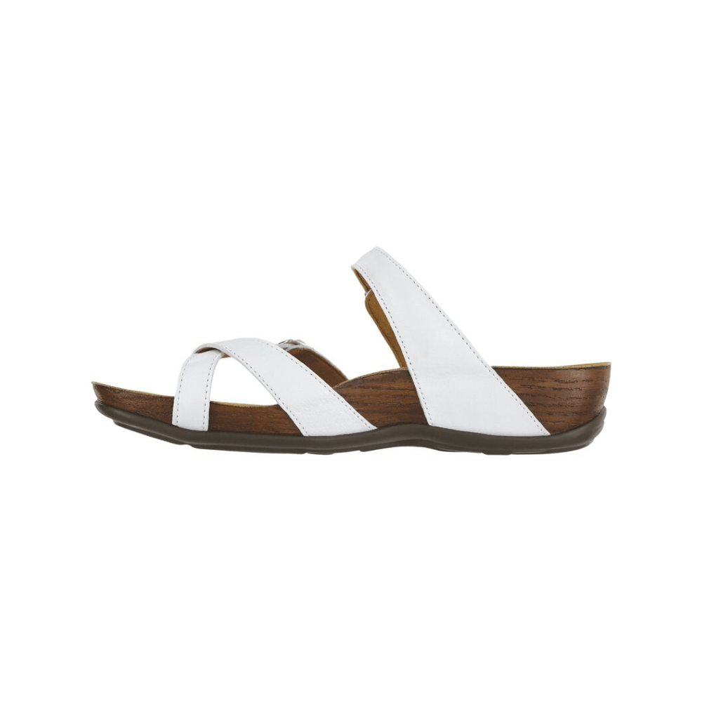 SAS Women’s Shelly Leather Adjustable Slide Sandal – Pearl White 5