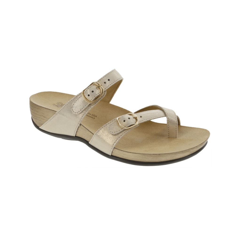 SAS Women’s Shelly Leather Adjustable Slide Sandal – Soft Gold 1