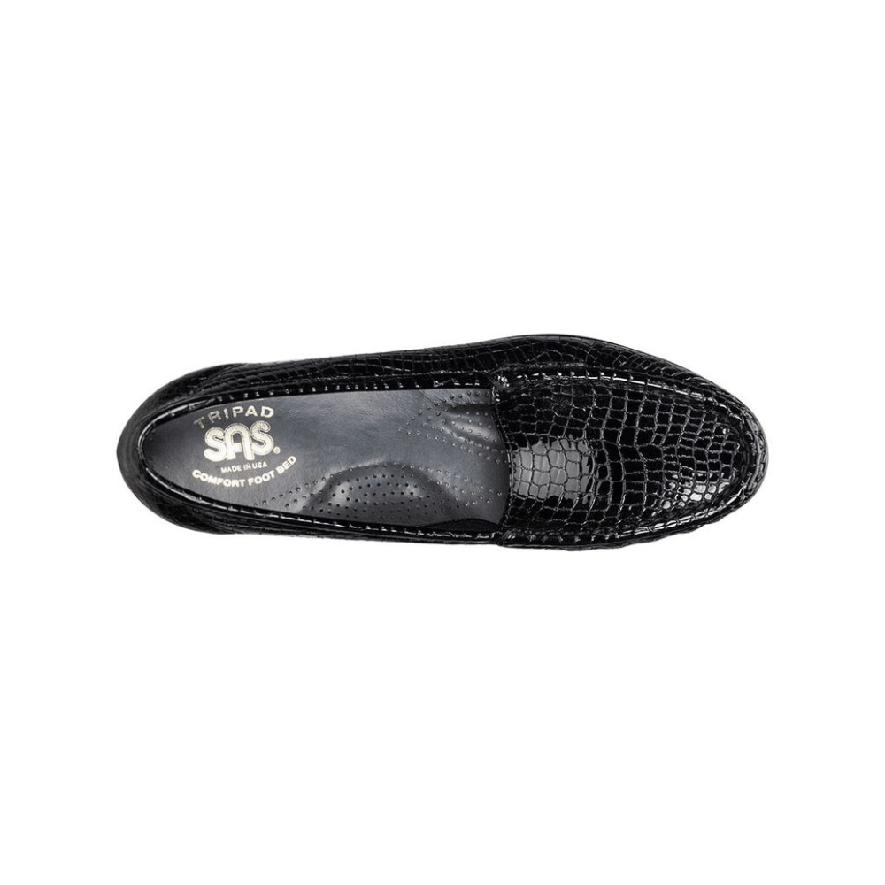 SAS Women's Simplify Leather Slip-On Loafer – Black Croc 5
