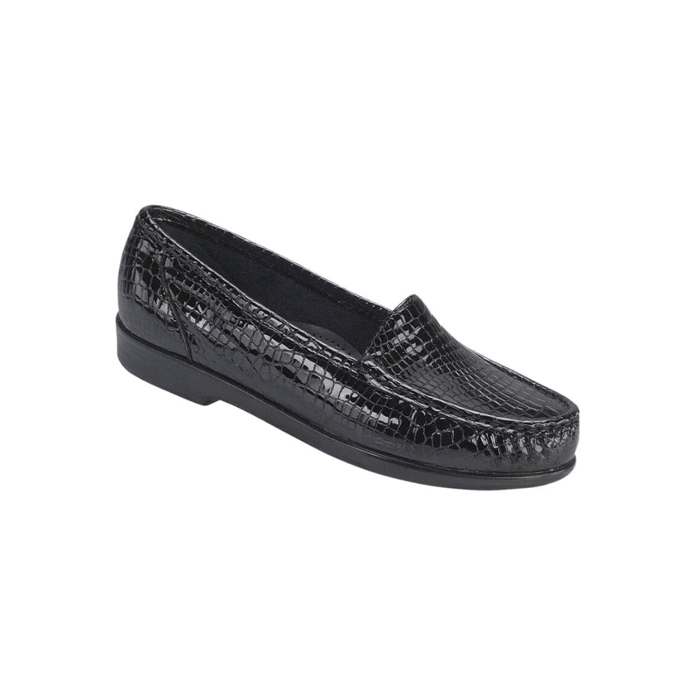 SAS Women's Simplify Leather Slip-On Loafer – Black Croc 1