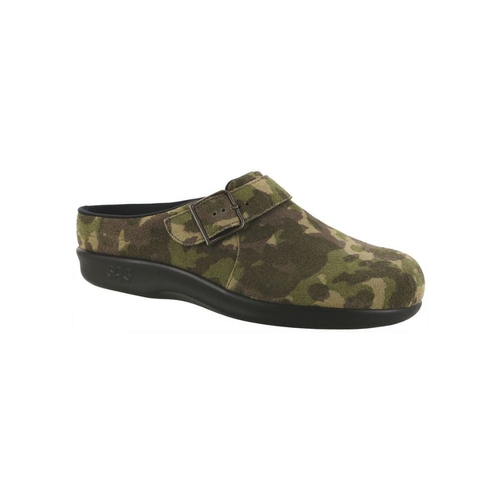 SAS Women’s Slip-On Leather Orthotic Comfort Clog – Camo 1