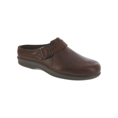 SAS Women’s Slip-On Leather Orthotic Comfort Clog – Woven Brown 1
