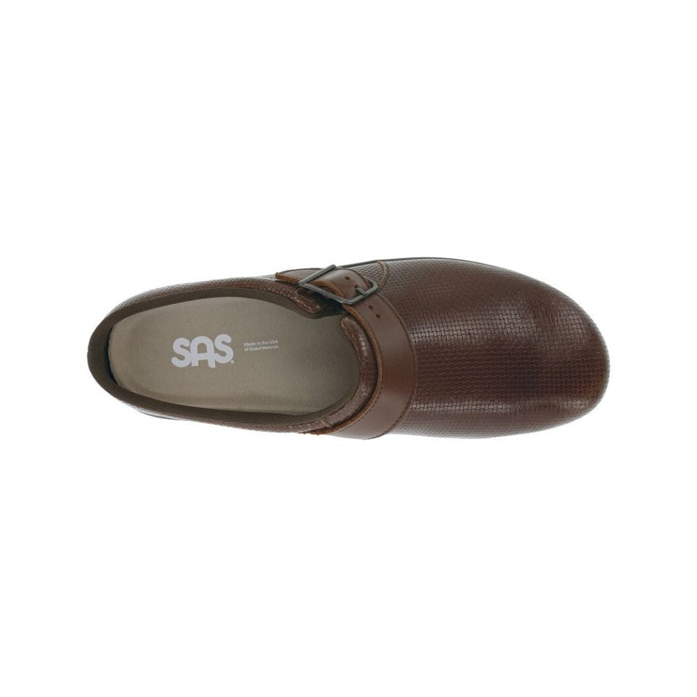 SAS Women’s Slip-On Leather Orthotic Comfort Clog – Woven Brown 2