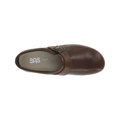 SAS Women’s Slip-On Leather Orthotic Comfort Clog – Woven Brown 2