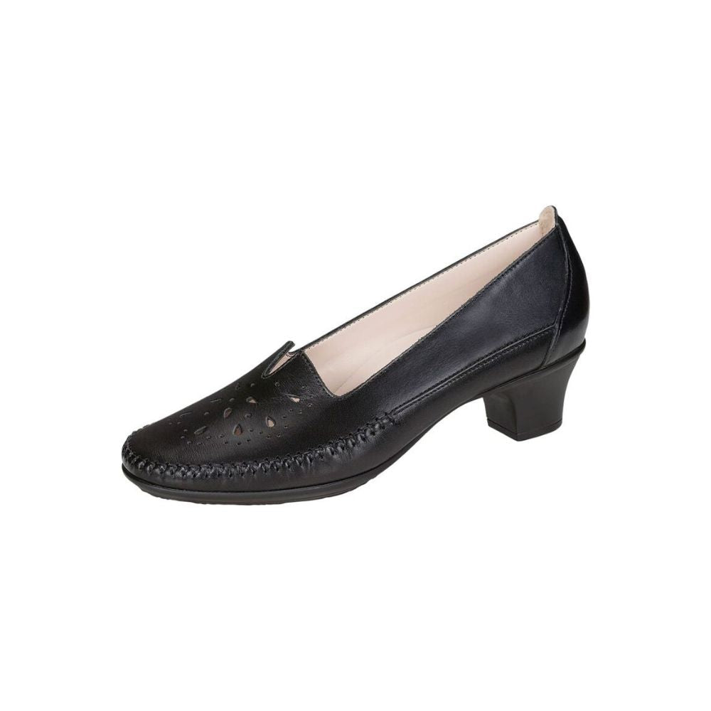 SAS Women’s Sonyo Slip-On Pump Leather Comfort Heel – Alfa Black 2