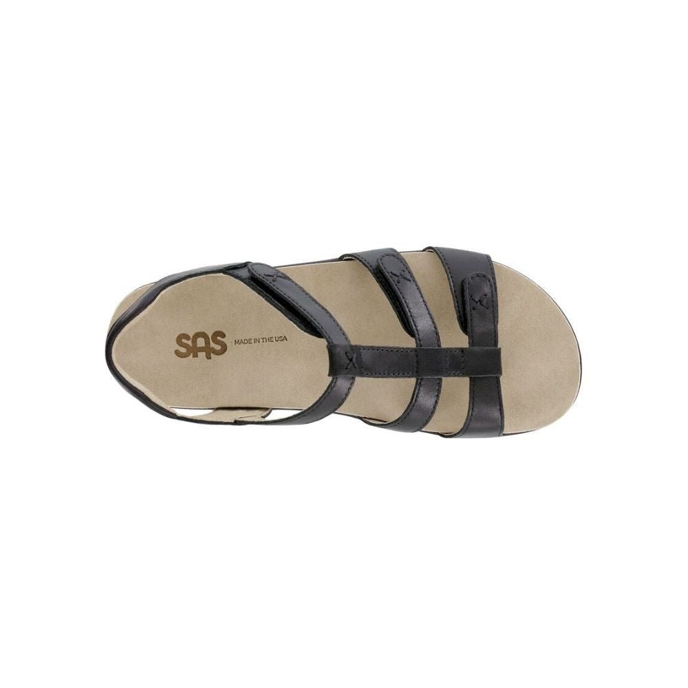 SAS Women’s Sorrento Leather Comfort T-Strap Sandal - Black 3
