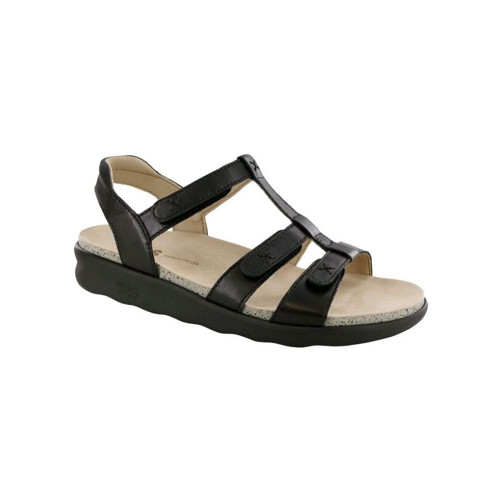 SAS Women’s Sorrento Leather Comfort T-Strap Sandal - Black 1