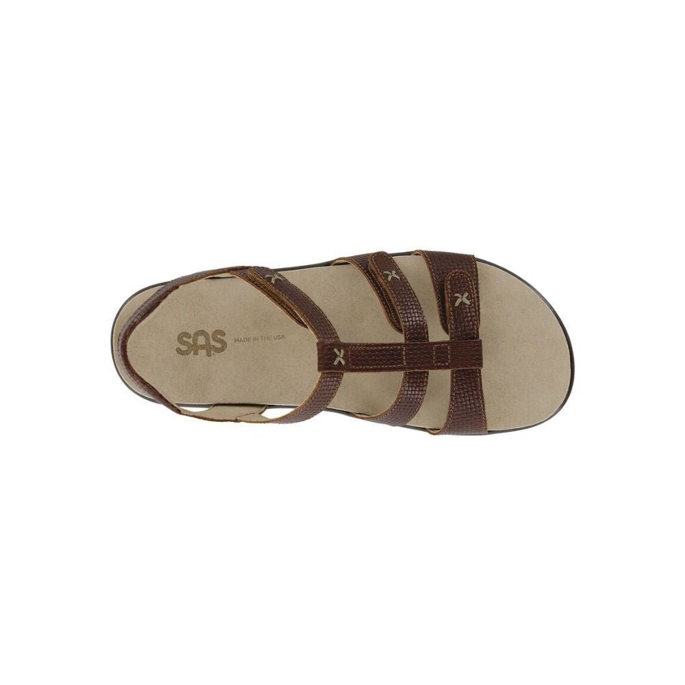 SAS Women’s Sorrento Leather Comfort T-Strap Sandal - Woven Brandy 3