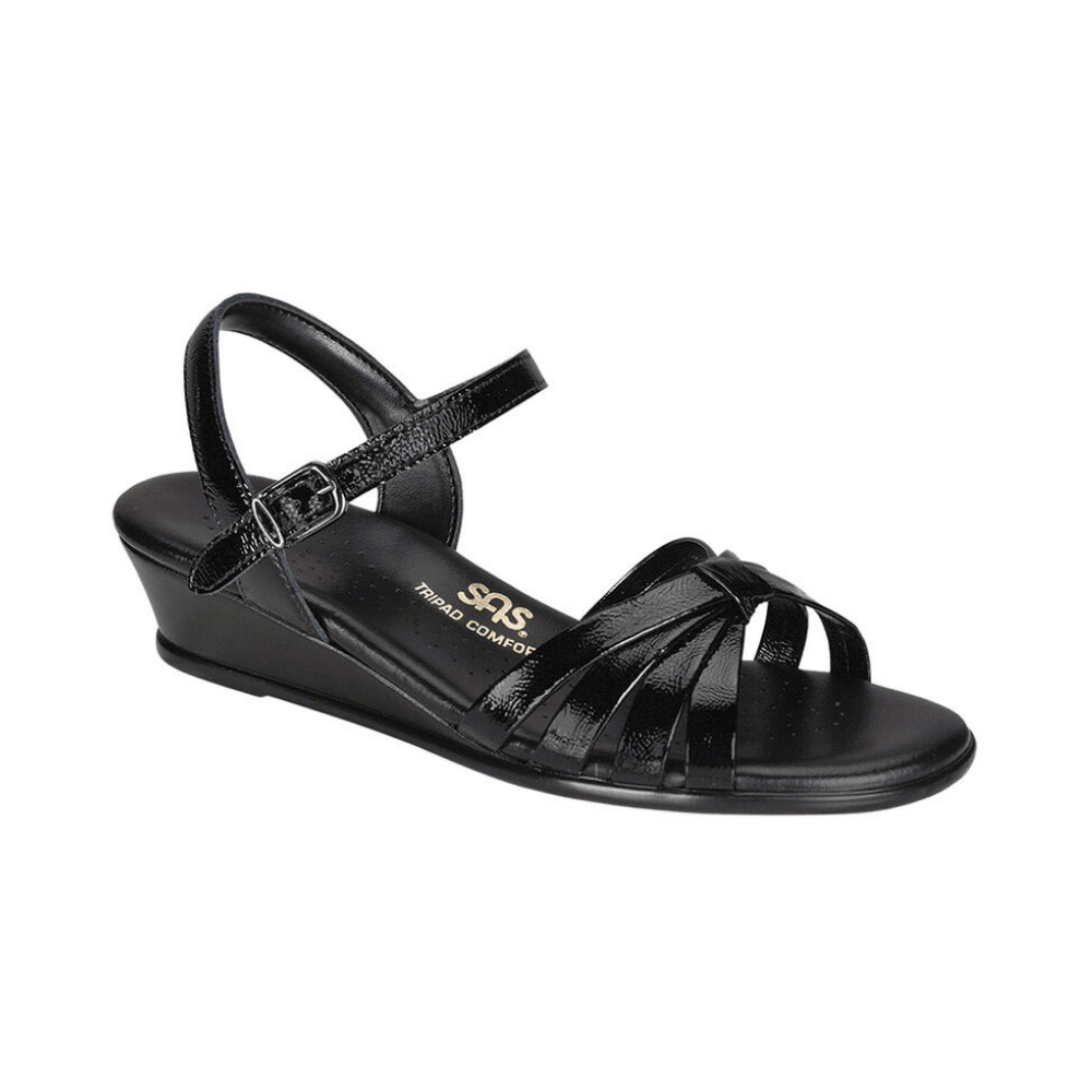 SAS Women’s Strippy Sandal – Black Patent 1