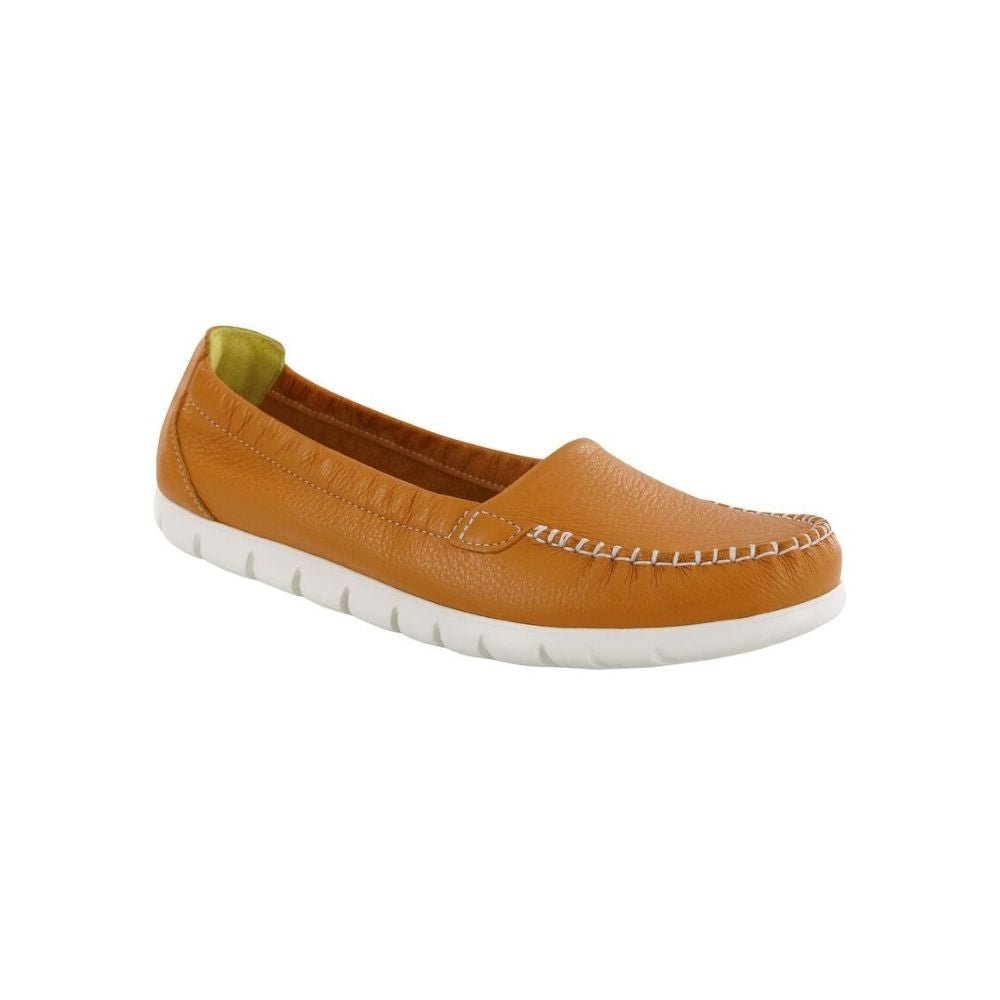 SAS Women’s Sunny Ultra-Flexible Folding Leather Flat Shoe – Tangerine Orange 1