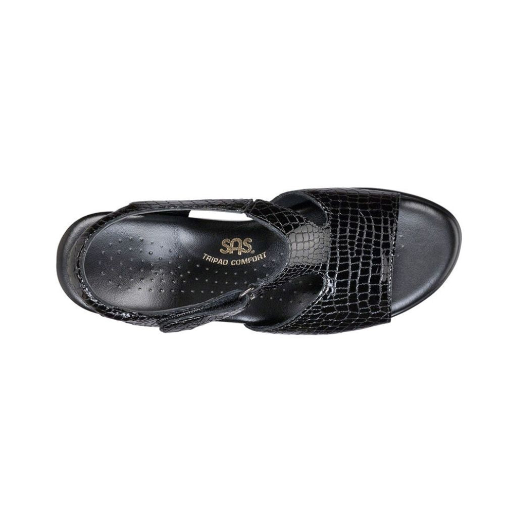 SAS Women's Suntimer Adjustable Leather Sandal - Black Croc 3