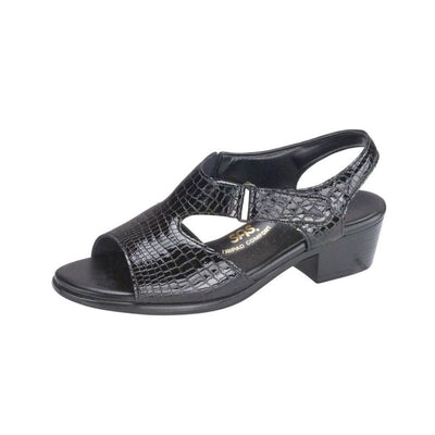 SAS Women's Suntimer Adjustable Leather Sandal - Black Croc 6