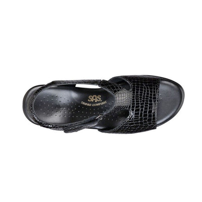 SAS Women's Suntimer Adjustable Leather Sandal - Black Croc 5