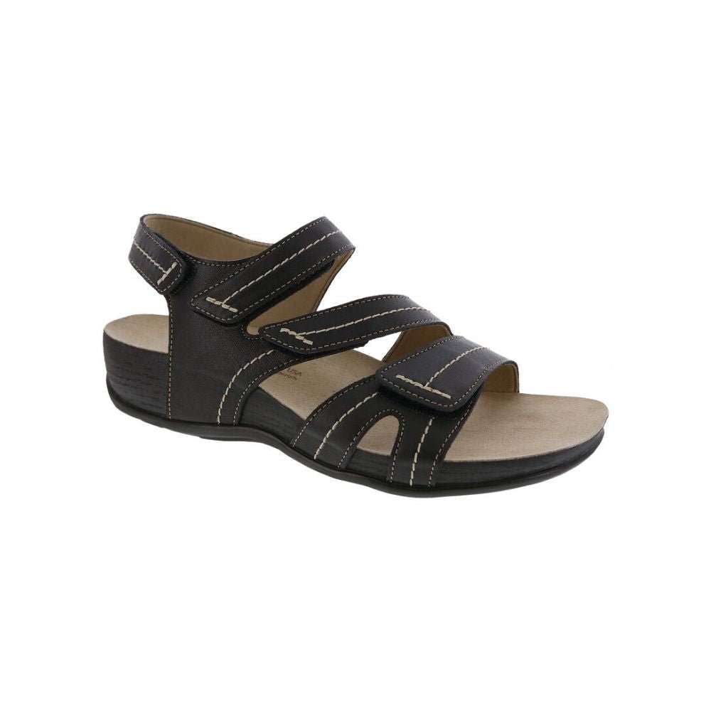 SAS Women’s Swerve Leather Comfort Sandal – Black 1