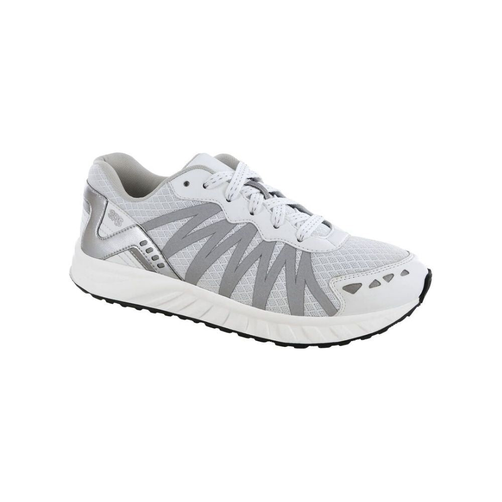SAS Women’s Tempo Athletic Comfort Sneaker – White/Silver 1