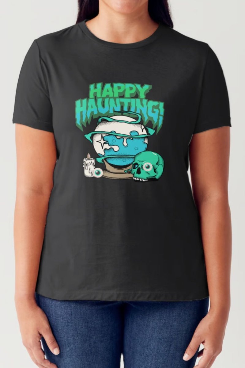 Simply Love Full Size HAPPY HAUNTING Short Sleeve Tubular T-Shirt - Trendsi