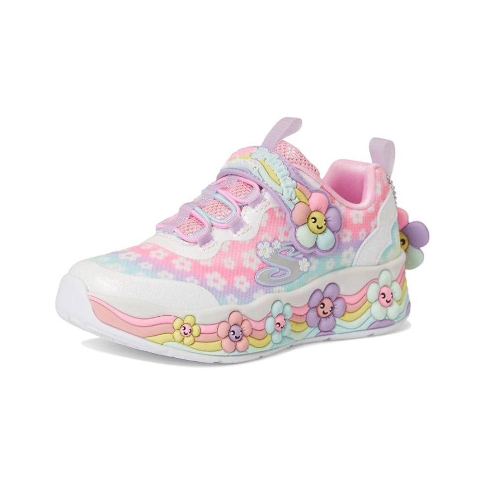 Skechers Girls Flower Friends Kid's Sneakers, White Multi 3