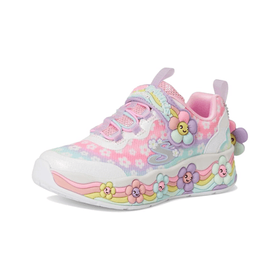 Skechers Girls Flower Friends Kid's Sneakers, White Multi 3