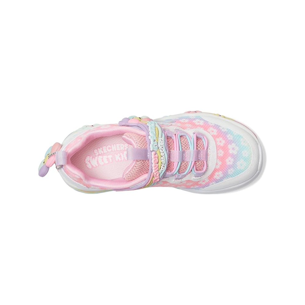 Skechers Girls Flower Friends Kid's Sneakers, White Multi 2
