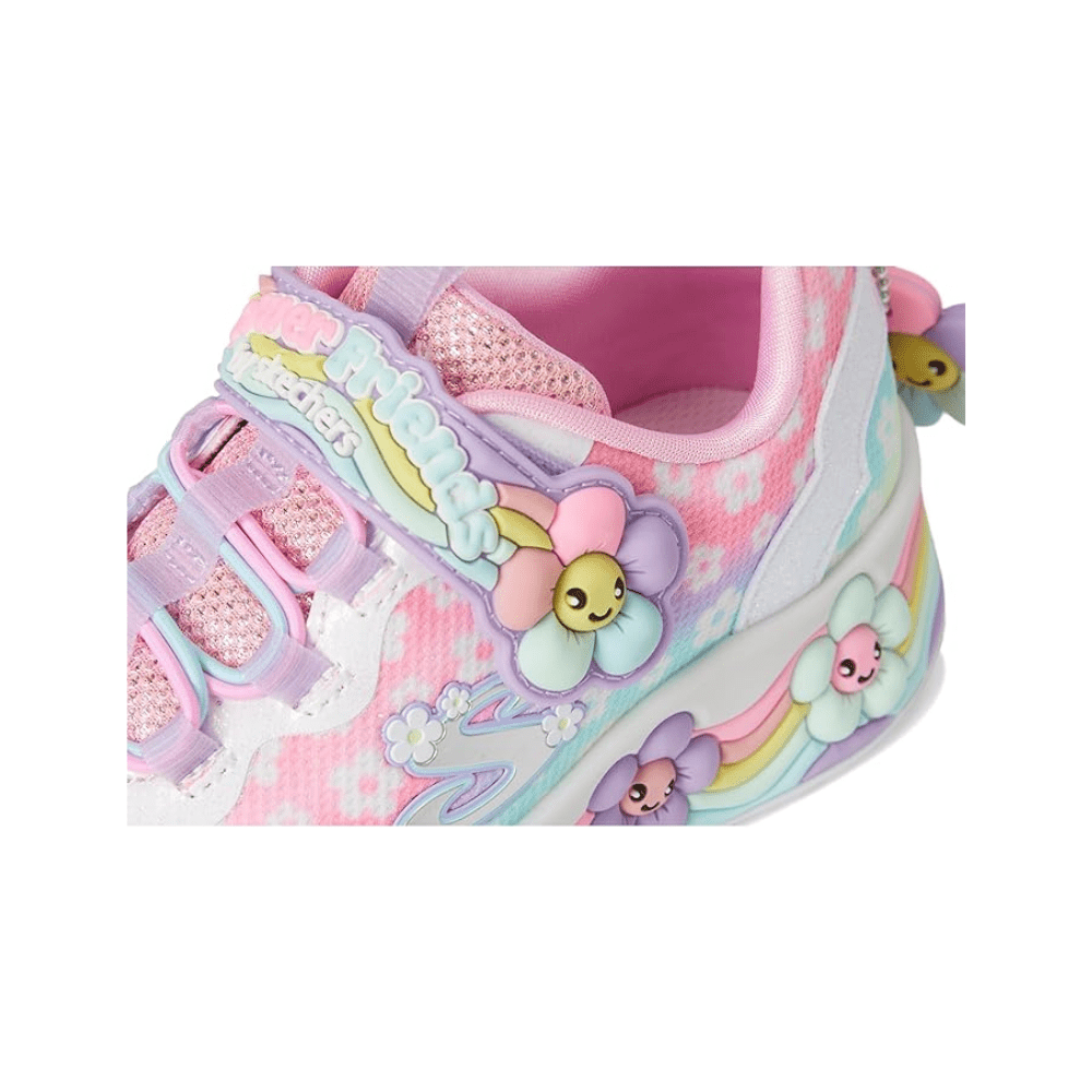 Skechers Girls Flower Friends Kid's Sneakers, White Multi 4
