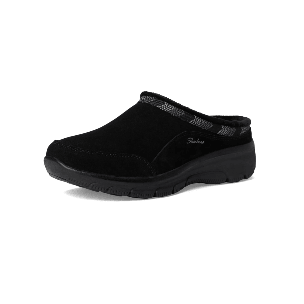 Skechers Women’s Easy Going – Seasonal Grace Suede Clog Shoes – Black 5