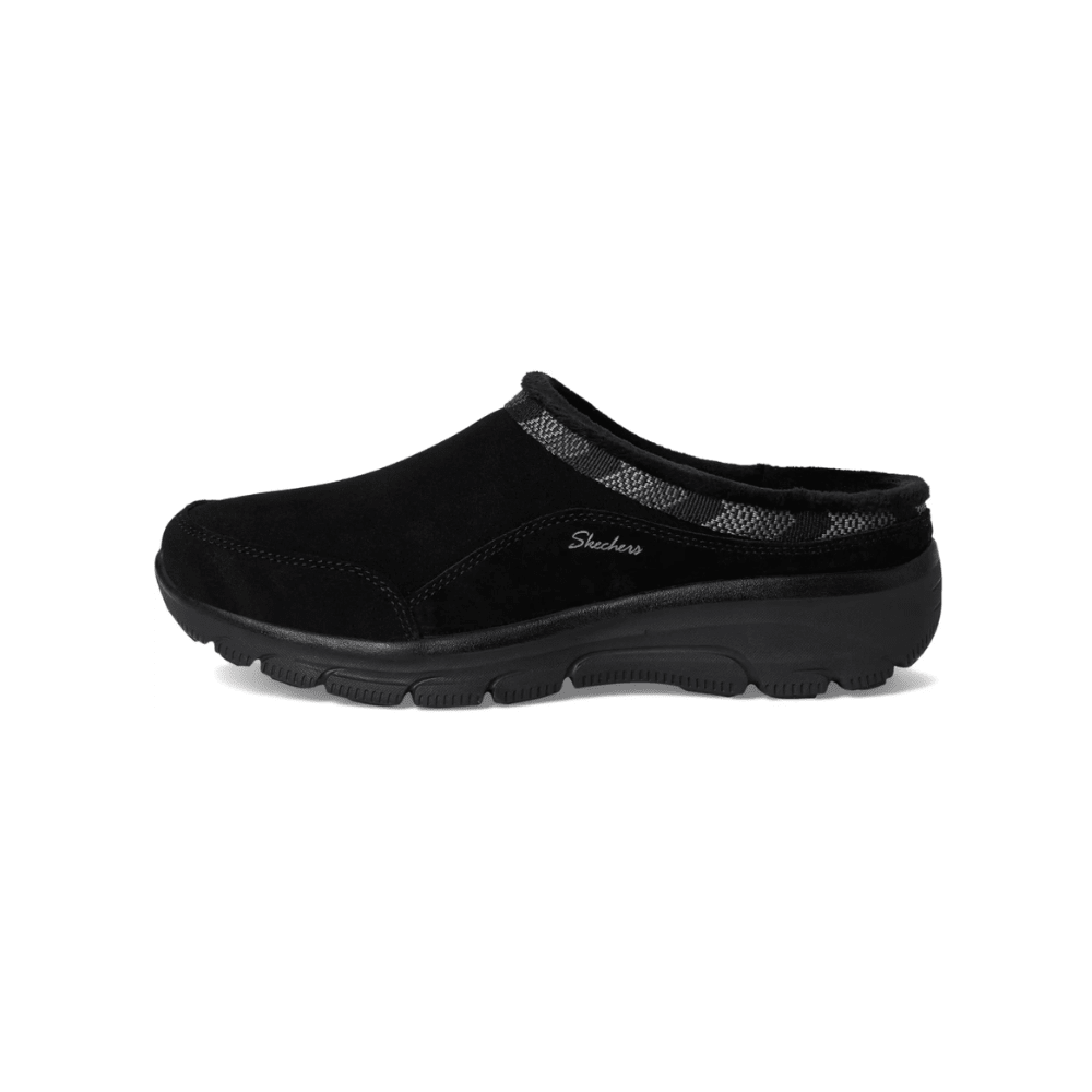 Skechers Women’s Easy Going – Seasonal Grace Suede Clog Shoes – Black 7
