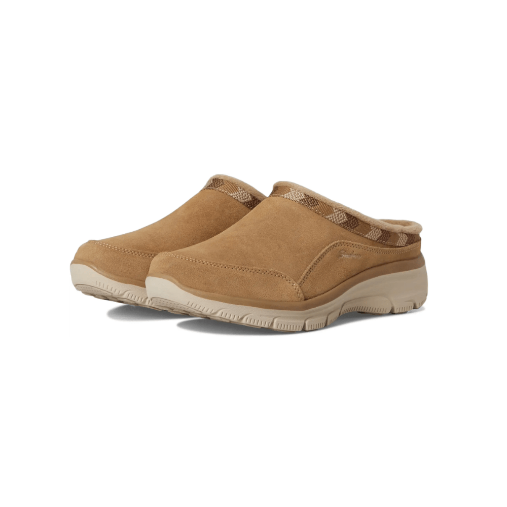 Skechers Women’s Easy Going – Seasonal Grace Suede Clog Shoes – Tan 4