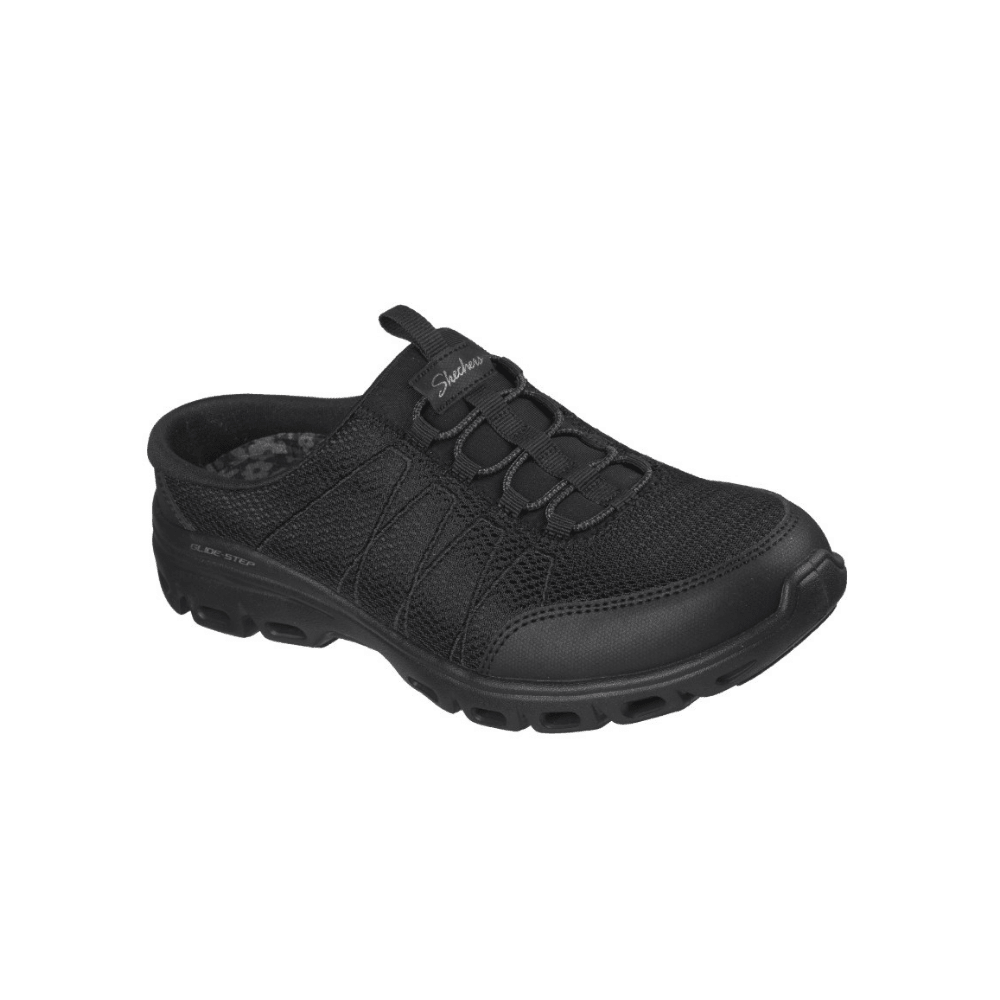 Skechers Womens Relaxed Fit Glide-Step Comfort Black - Angled View memory foam
