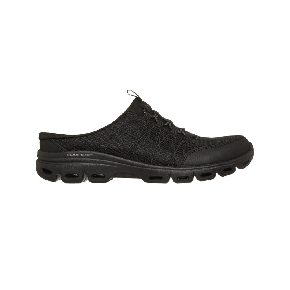 Skechers Womens Relaxed Fit Glide-Step Comfort Black - Side View open-back slip-on