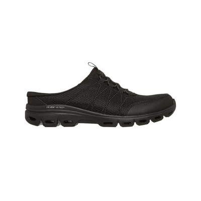 Skechers Womens Relaxed Fit Glide-Step Comfort Black - Side View open-back slip-on