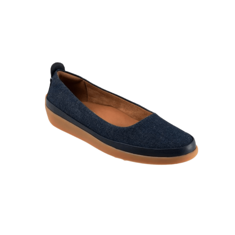 SoftWalk Disa Women's Asymmetric Leather Slip-On Flat - Denim Blue 1