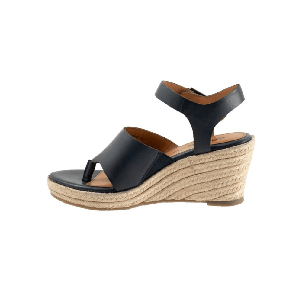 SoftWalk Hilo Women's Leather Espadrille Wedge Sandal - Navy 4