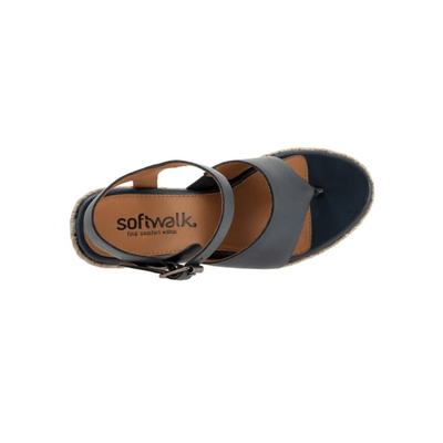 SoftWalk Hilo Women's Leather Espadrille Wedge Sandal - Navy 2