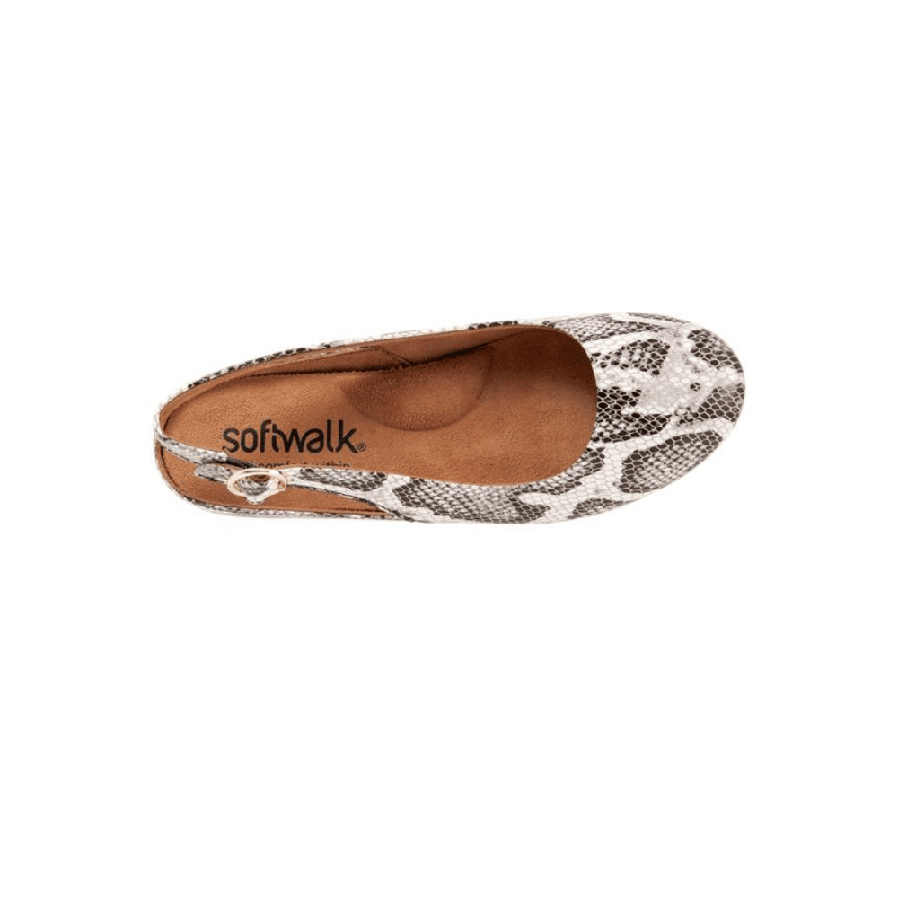 SoftWalk Sandy Women's Slingback Flat - Black/White Snake 2