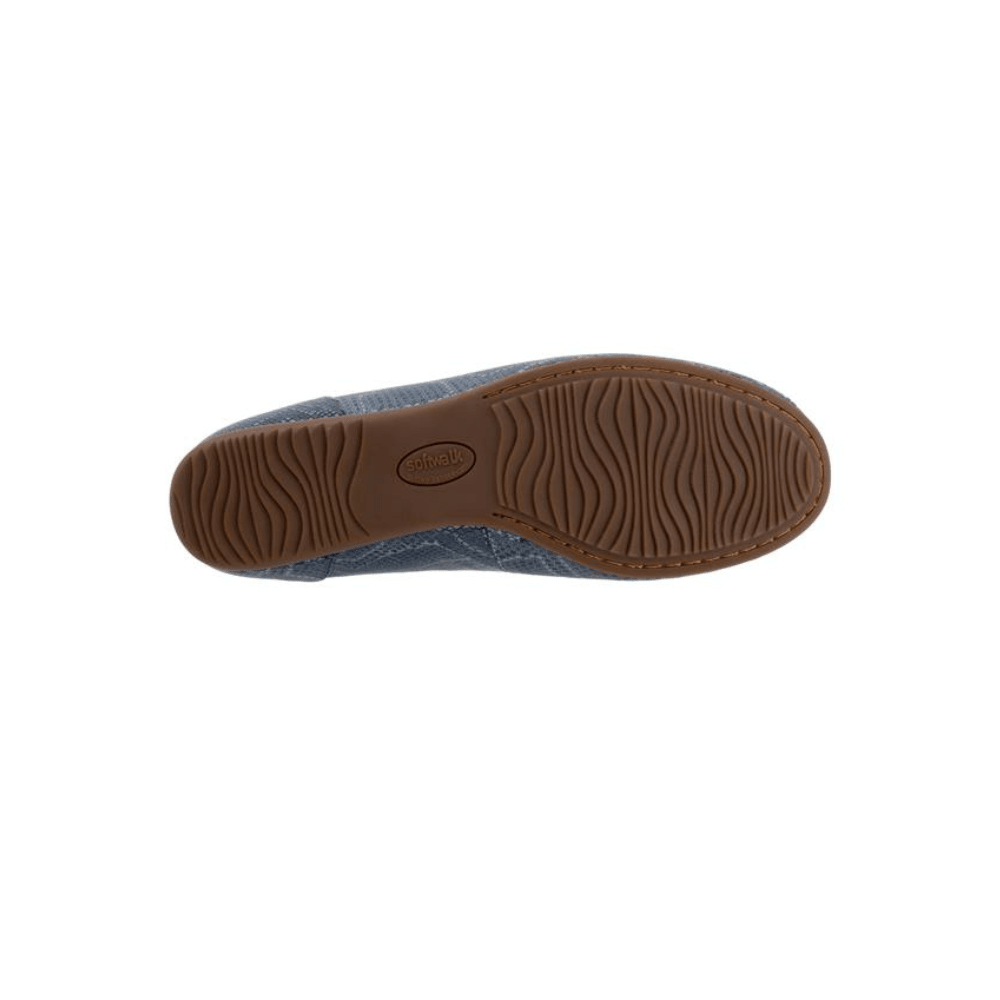 SoftWalk Women's Sonoma Leather Comfort Ballet Flat - Smoke Snake 6