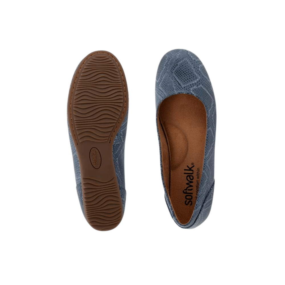SoftWalk Women's Sonoma Leather Comfort Ballet Flat - Smoke Snake 3