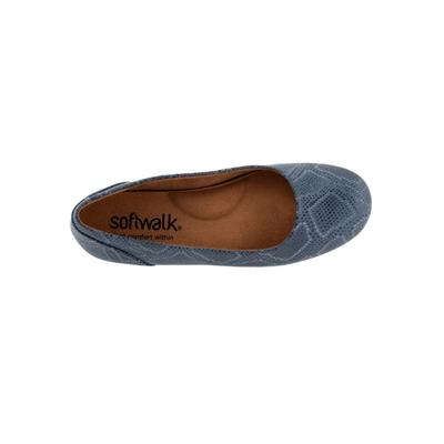 SoftWalk Women's Sonoma Leather Comfort Ballet Flat - Smoke Snake 2