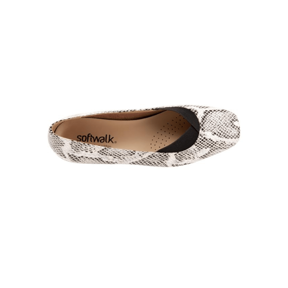 SoftWalk Women's Viana Leather Comfort Loafer Flat - Black White Snake 3
