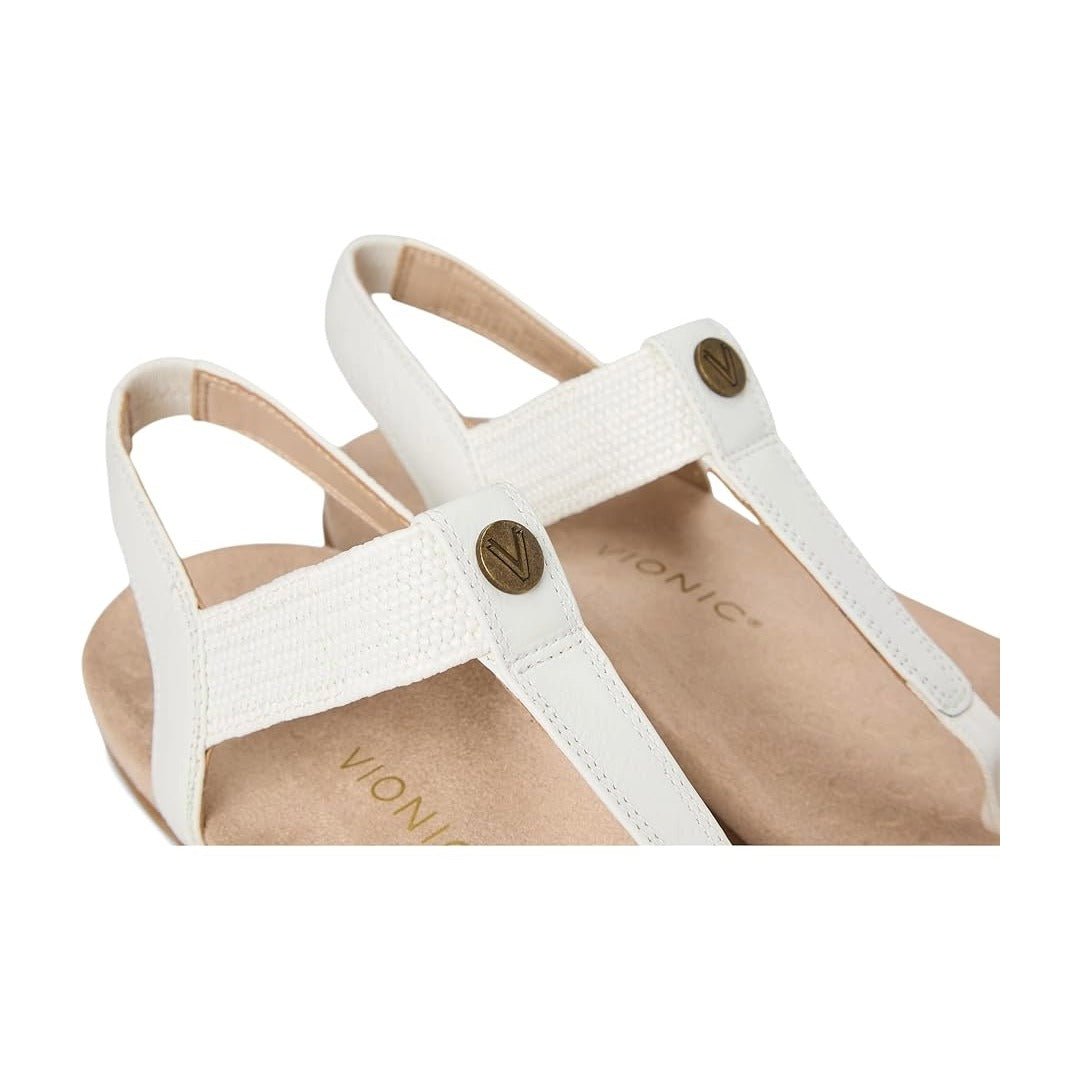 Vionic Brea Toe Post Slingback Sandal White Leather I9863L6100 3.1