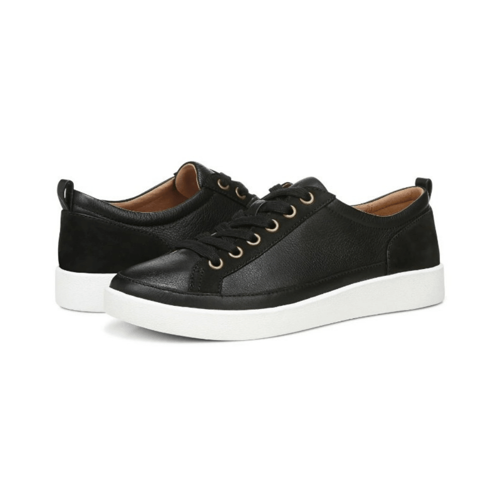 Vionic Winny Women's Black Leather Nubuck Sneakers - Wide 6