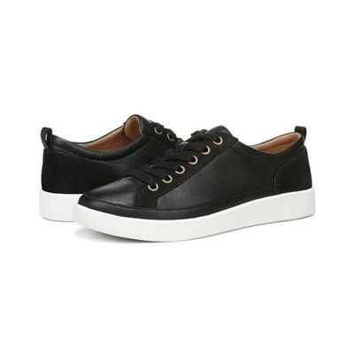 Vionic Winny Women's Black Leather Nubuck Sneakers - Wide 6