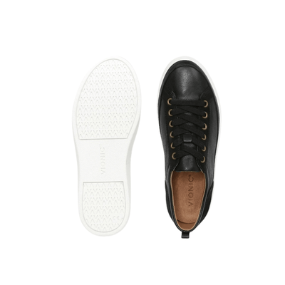 Vionic Winny Women's Black Leather Nubuck Sneakers - Wide 8