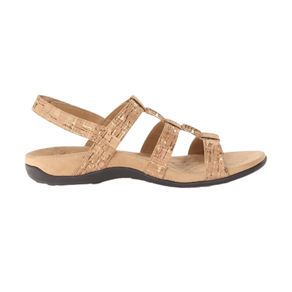 Vionic Women Rest Amber Adjustable Backstrap Sandal Ortho Arch Support Gold Cork - Sandals & Flip Flopsvionic