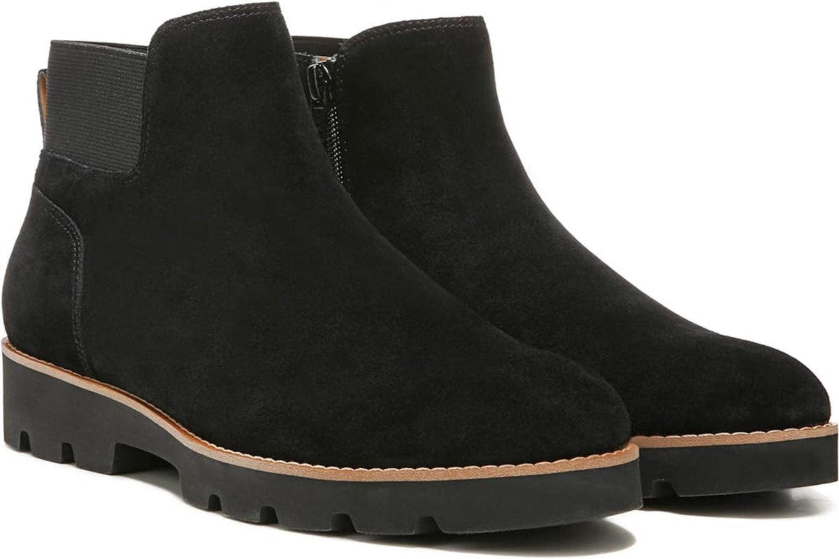 Vionic Women's Brionie Chelsea Pull-Up Ankle Black Suede Boot ( Available in Wide Width ) - Women's ShoesVionic