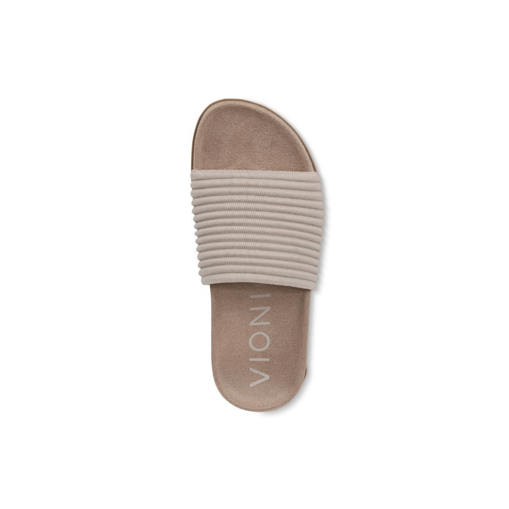 Vionic Women's Evie Knit Orthotic Slide Sandals - Cream 4