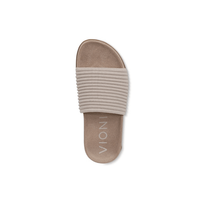 Vionic Women's Evie Knit Orthotic Slide Sandals - Cream 4