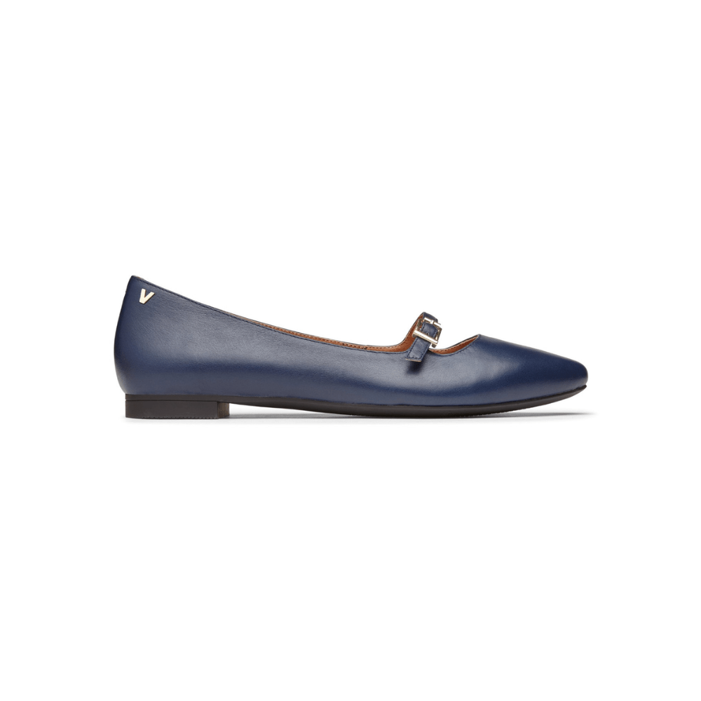 Vionic Women's Gem Delilah Ballet Flat Pointed Mary Jane - Navy 3