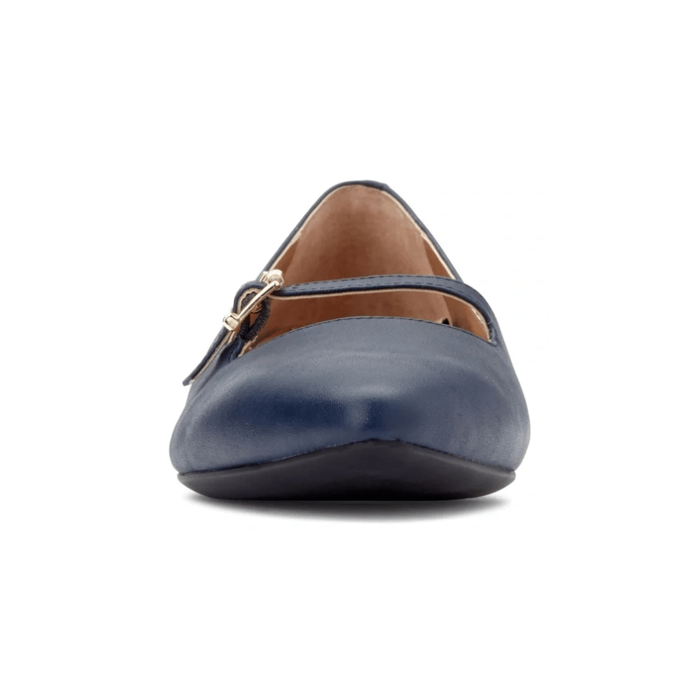 Vionic Women's Gem Delilah Ballet Flat Pointed Mary Jane - Navy 6