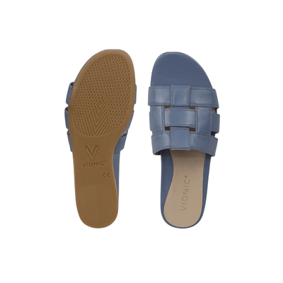 Vionic Women's Glendora Slide Sandal - Pacific Blue Leather 3
