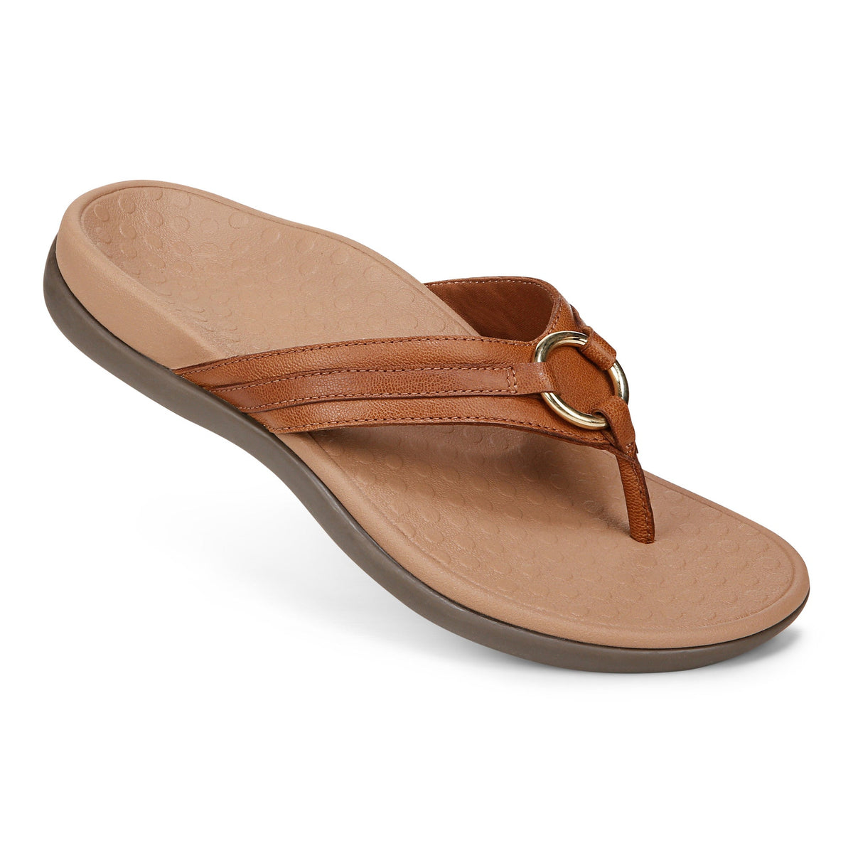 Vionic Women's Tide Aloe Mocha Brown Leather Flip Flop Sandal. - Women's SandalVionic